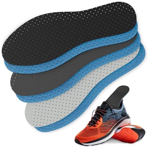 3 Pairs Shoe Inserts for Women 3-8 – Ultra Thin Shoe Insoles Men 5-11, Double Layer Latex Foam Material, Fits Any Shoe Type, Easy to Cut, Comfortable & Breathable for Everyday Use - Image 1
