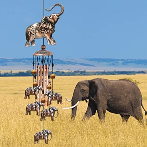 Wind Chimes for Outside,Elephant Gifts for Women, Elephants Decor,Birthday Gift for Mom Grandma, Windchimes Clearance Outdoor,Garden Patio Yard Decorations - Thumbnail 3