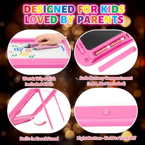 Ultimate LED Drawing Board for Kids Ages 5-7, Girls Toys Age 6-8, Christmas Birthday Gifts, Light Up Tracing Pad, 9 Double-Sided Cards, 6 Markers, Arts Crafts Learning Toy, Magic Doodle Writing Tablet - Thumbnail 6