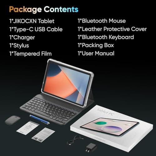 JIKOCXN Android 16 Tablet 12 inch Tablets, 36GB RAM + 128 Storage(Expandable up to 2TB), 2 in 1 Tablet with Keyboard Case Mouse Stylus, Octa-Core, 2K Display, 18 MP Dual Camera, 8000mAh, 5GWiFi, GPS - Thumbnail 6