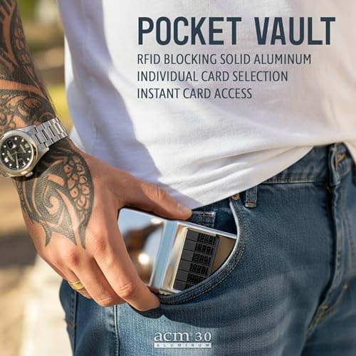 ACM 3.0 Solid Aluminum RFID Blocking Wallet - Premium Metal Wallet with Exact Card Selection, Scratch Free Card Storage, Removable Cash Clip (Trophy Polished) - Thumbnail 2