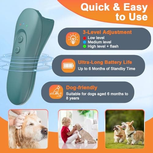 SILENTPAL Dog Bark Deterrent Device,Anti-Barking Device,Up to 15Ft Long Range & Rechargeable Bark Control,Stop Barking Dog Devices,Safe for Dogs Training,Indoor & Outdoor QG01 Green - Thumbnail 2