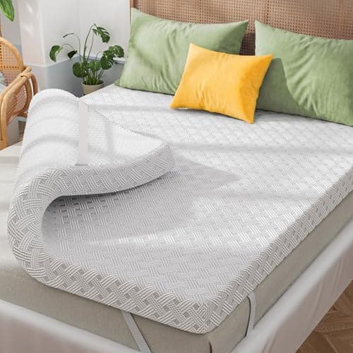 Qocismile King Mattress Topper,Gel Memory Foam Mattress Topper 3 inch King Size Bed Topper,High Density Mattress Pad,Bamboo Rayon Soft Cover Removable,Non-Slip Double Zipper,Elastic Straps Fits 21" - Image 1