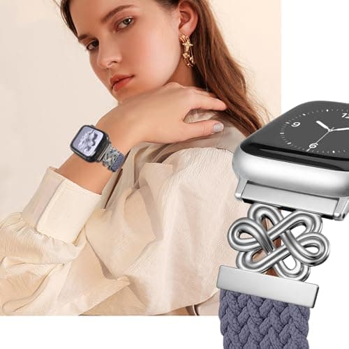 Chinber Braided Band Compatible with Apple Watch Bands 40mm 38mm 41mm 42mm 44mm 45mm 46mm 49mm, Magnetic Clasp Fabric Nylon Interlock Buckle Straps for iWatch Ultra Series 10/9/8/7/6/5/4/3/2/1/SE - Thumbnail 2