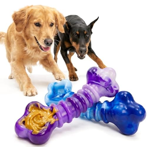 Kseroo 2-Pack Indestructible Dog Toys for Aggressive Chewers: Beef-Flavored Tough Dog Chew Toys, Nylon Large Dog Chew Toys to Keep Them Busy, Dog Chew Bones for 25-70lbs Medium & Large Dogs