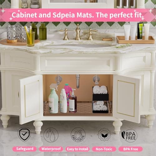 Sdpeia Under Sink Mat 22"×19" Waterproof Silicone Cabinet Liner & Sink Protector for Kitchen & Bathroom, Multi-Purpose Organizers Tray for Pets, Laundry, Cat Litter Mat - Thumbnail 3