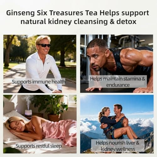 Kidney Tea Formula Ginseng Six Treasure Tea,Natural Chinese Herbal Kidney Cleanse Detox Teabag for Men and Women,(1 Pack/25 Bags) - Thumbnail 5
