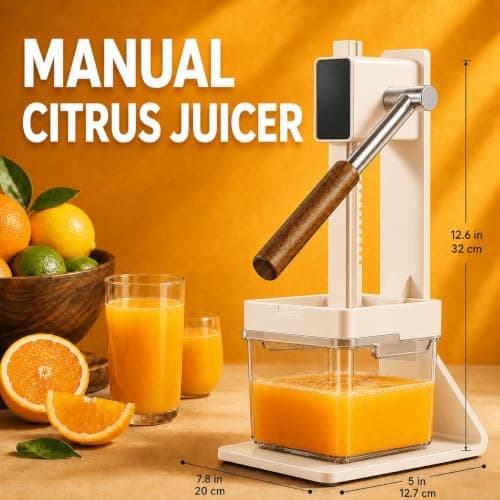 Kundita Premium Aluminum Manual Citrus Juicer, Heavy Duty Hand Squeezer for Fresh Orange Lemon Lime Juice, Perfect for Health Enthusiasts & Home Wellness Kitchens, White - Thumbnail 2