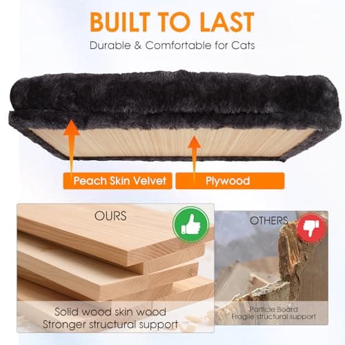 Teynouk 5in1 Cat Wall Shelves Climbing Systems, Large Cat Furniture Shelf Set Wall Hanging Mounted, Sisal Scratching Perch Bed 2 Steps Tower Tree for Indoor House Corner Ladder - Thumbnail 6