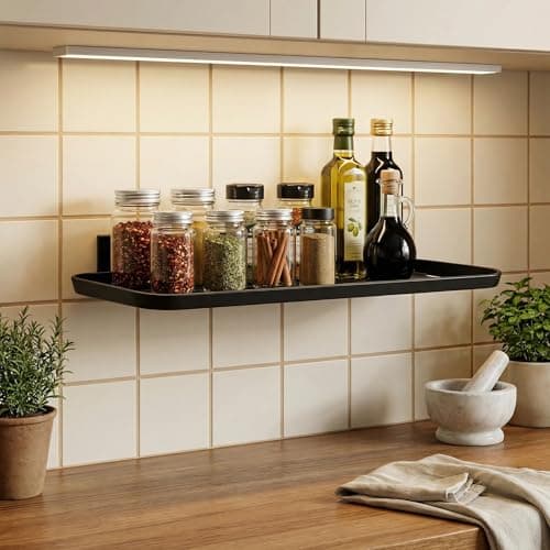 ACEXINYAN Wall Mounted Floating Shelf, Self Adhesive Shelf, No Drill Adhesive Wall Shelf, Floating Shelves Damage-Free Expand Walls Space for Living Room Kitchen Bathroom (2, Black) - Thumbnail 5