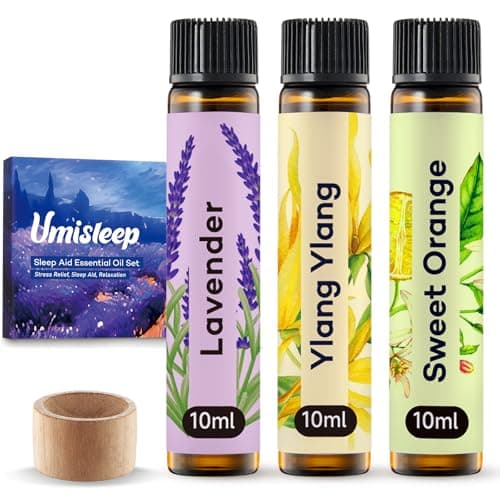 Umisleep High-Potency Essential Oils Set for Better Sleep & Relaxation - Lavender, Sweet Orange, Ylang-Ylang - Long-Lasting Essential Oils for Diffusers, Aromatherapy, Humidifiers - 3 x 10 ml Gift Set