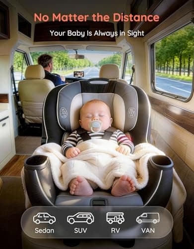 Babyvue BV5 Baby Car Camera 1080P, Dual USB Powered for Large Vehicles, IR Night Vision, 5.2” Display with Rear-Facing Car Seat Camera, Easy Installation for Infant & Toddler - Thumbnail 5