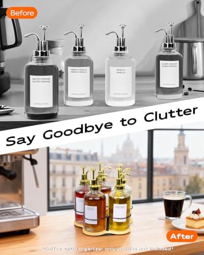 IntreLife Rotating Coffee Syrup Organizer, Syrup Bottle Holder for Coffee Syrup Dispenser 16.9oz, Bamboo Coffee Syrup Rack for Coffee Bar Station Countertop, Coffee Bar Accessories(Syrup Rack Only) - Thumbnail 2