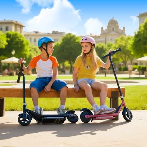 Kids Electric Scooter, 10MPH Max Speed, Double Brake, Magnetic Charging, Pedal Light, 150W Motor, Electric Scooter for Kids Aged 6-12 (10MPH Max Speed, Black) - Thumbnail 6