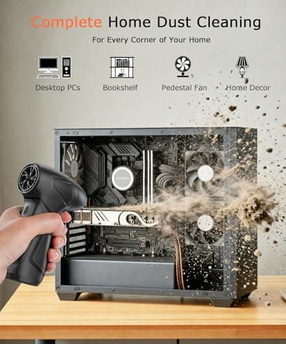 Compressed Air Duster 130,000 RPM, Electric Air Blower with Scroll Wheel Precision Speed Control, Storm-Level Turbo Airflow for Home Car PC Dust Cleaning, Cordless Rechargeable Portable Gadget for Men - Thumbnail 3