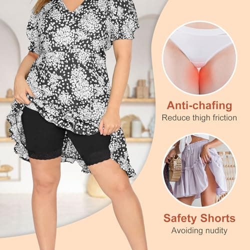 BATHRINS Slip Shorts Seamless Smooth Lace Under Shorts Anti Chafing Underwear for Women Under Dresses - Thumbnail 5