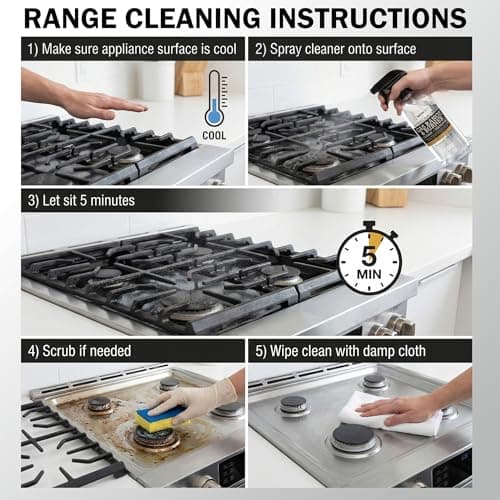Thirteen Chefs Gas Range Cleaner and Degreaser - Stove Grates, Grills, Oven Glass and Door - Cuts Through Baked on Food (16oz) - Thumbnail 4