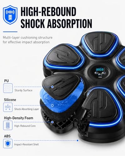 Music Boxing Machine for Kids, Wall Mounted Punching Target with LED Lights & Boxing Gloves, Boys Gifts Age 3-16, Fun Fitness Equipment Birthday Gifts for Teen Boys, Indoor Home,Office,Gym Active Play - Thumbnail 3