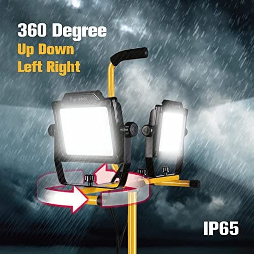 DAYATECH 180W 20000 Lumen Dual-Head LED Work Light with Tripod Stand, 4 Brightness Adjustable, IP 65 Waterproof 10 Ft Power Cord - Thumbnail 6