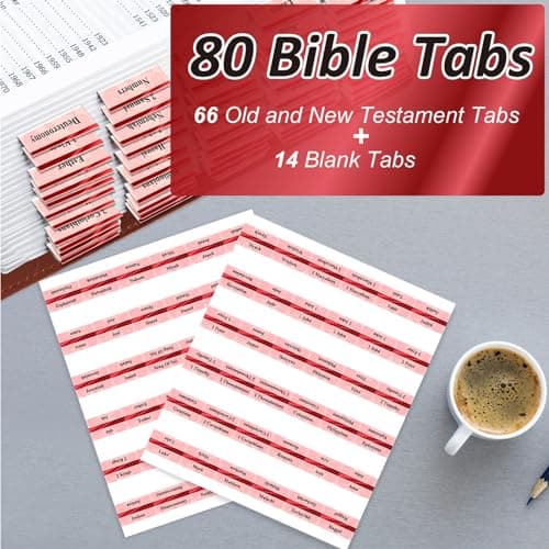 80pcs Bible Tabs,Rose Theme, Laminated Bible Tabs for Women and Men,Bible Tabs,Bible Book Tabs, Bible Labels Tabs,Large Print Neutral Bible Tabs for Easy Navigation Old and New Testament - Thumbnail 2