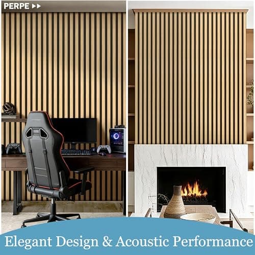 Wood Slat Acoustic Panels 2-Piece, 94” x 11” Acoustic Wall Panels, Soundproof Wooden Wall Panels, 3D Fluted Wood Panels for Interior Acoustic Wall Panels, Sound Absorbing Panel - Thumbnail 4