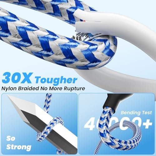 Jogrytece 6 in 1 Multiple Charging Cable, 2Pack 5Ft Multi Chargers Cord for All Devices Braided USB A/C to Dual Type C/IP Ports Universal Charger Cable for iPhone Series/Galaxy/Tablets/PS and More - Thumbnail 6