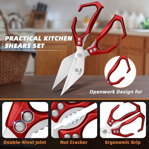 Ethyxe Kitchen Scissors Set Upgraded - Heavy Duty Stainless Steel Kitchen Shears, Sharp Poultry Scissors for Meat, Chicken Bones, and Turkey, Dishwasher Safe - Thumbnail 3