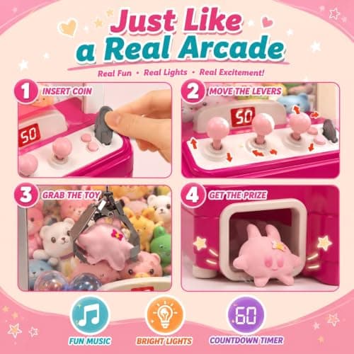 Skirfy 15” Claws Machines for Kids Adults with Sound Light, Vending Machine Candy Grabber Prize Dispenser Toys, Unicorns Claws Machines Electric Control,Birthday Girl Toys Gift - Thumbnail 2