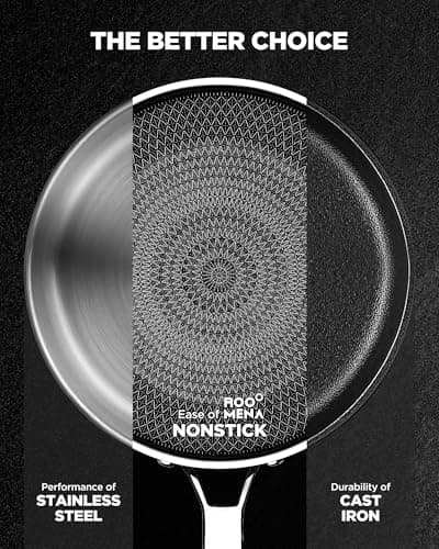 Pots and Pans Set Hybrid Stainless Steel, 17PC Nonstick Tri-Ply Cookware Set w/Frying pan, Dishwasher & Oven Safe, PFOA-Free, Metal Utensil Safe, Suitable for All Cooktops - Thumbnail 6