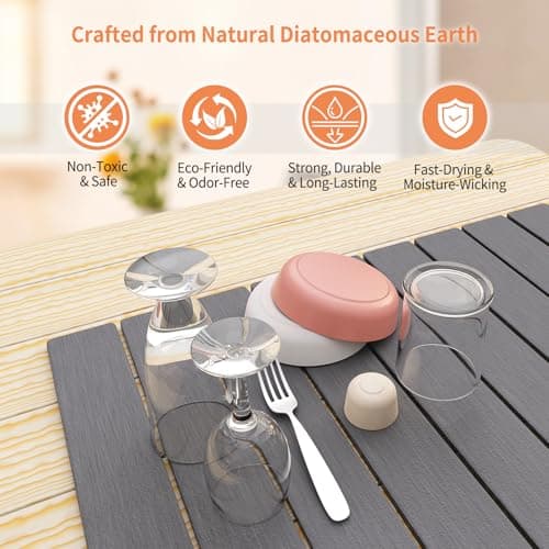 HotFox Dish Drying Mat for Kitchen Counter – Quick Dry Stone Drying Mat, Foldable Diatomaceous Earth Pad, Non-Slip Kitchen Sink Drying Mat, Large Fast Drying Stone Mat for Dishes, Coffee Maker, Grey - Thumbnail 4