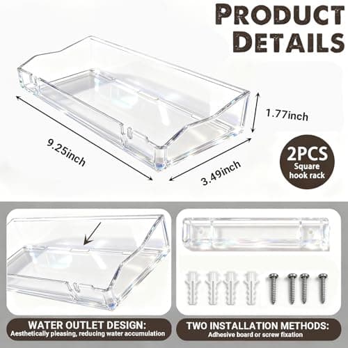 4 Packs Clear Floating Display Shelves for Wall, Clear Acrylic Card Display Shelf Room Decor for Doll Figurine/Book/Photo/Makeup in Living Room, Bedroom, Kitchen Storage and Bathroom Wall Organizer (4) - Thumbnail 2