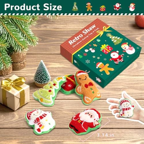 Retro Shaw Christmas Cat Toys, Xmas Catnip Toys for Indoor Cats Kitten Teeth Cleaning, Crinkly Interactive Cat Chew Nip Kitty Kicker Toy Santa Claus Trees Snowman, 5 Pack - Thumbnail 4