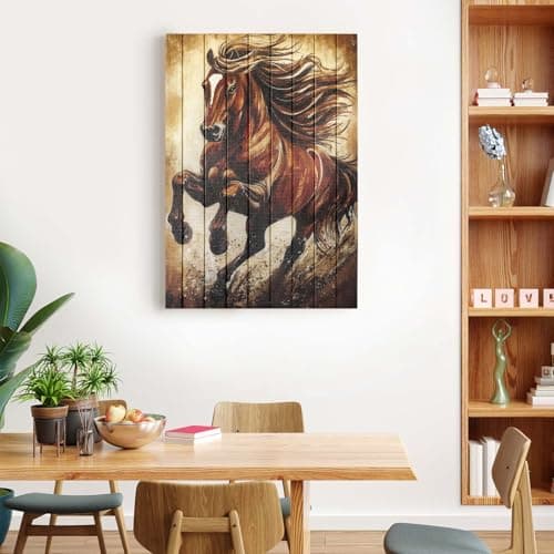 llribbons Running Horse Ribbon Wall Art Living Room Wall Decor Brown Animal Canvas Pictures Handmade Ribbon 3D Woven Textured Prints for Bedroom Bathroom Office Kitchen Home Decoration 20" x 28" - Thumbnail 5