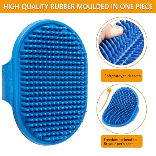 ROPO Dog Bath Brush, Dog Shampoo Brush With Adjustable Ring Handle Long Bristles, Upgraded Version Anti-Slip Back & Strap, Pet Grooming Brush for Dogs & Cats 2pcs - Thumbnail 4