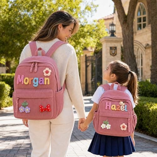 KEQHAULI Custom Corduroy Backpack—a matching parent-child set featuring a hand-woven cotton cord design, making it an ideal birthday gift. - Thumbnail 2