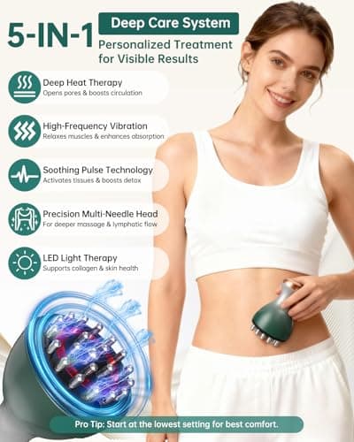 Lymphatic Drainage Massager & Anti Cellulite Massage Tool, Handheld Body Sculpting Machine w/Microcurrent, Light, Heat & Vibration, Portable Muscle Relaxation Tool for Arms, Thighs, Belly, Back - Thumbnail 2