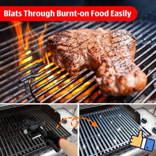 Electric Rechargeable Grill Brush,Grill Cleaner for Outdoor Grill with 800 RPM Motor - Bristle Stainless Steel Grill Cleaner with LED Light for BBQ, Heavy Duty Grill Cleaning Tool（Black） - Thumbnail 2