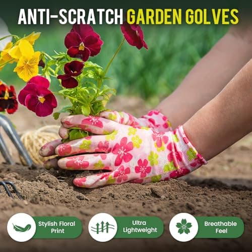 Nimalpal 6 Pairs Gardening Gloves - 6 Pairs Gardening Gloves for Women Garden Gloves with Super Grip Breathable Rubber Coated Garden Gloves(3 colors) - Thumbnail 3