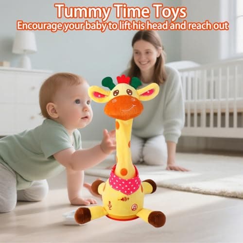 MILEGI Dancing Talking Giraffe Toy, Singing Musical Giraffe Plush Tummy Time Toys with Volume Adjustment, 10 Children's Songs Light Up Toys, Repeating What You Say, Baby Toys for Boys Girls - Thumbnail 3