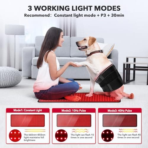 Red Light Therapy for Body, 31.5" * 11.8" Red Light Therapy Pad, Dual Chip Grade 360 LEDs 660nm & 850nm Infrared Light Therapy for Body Back Waist Shoulder Knee Joint Pain Relief, Gift for Women Men - Thumbnail 5