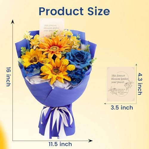 TINGE TIME Preserved Flowers Bouquet, Sunflower and Rose Bouquet, Flowers for Delivery, Graduation Gifts Teacher Appreciation Gifts Birthday Flowers Gifts for Women Mom Grandma Wife Friends - Thumbnail 4