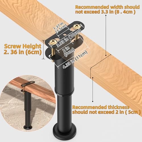 Wlrrcwdttc 4 Pcs Adjustable Height Bed Support Legs 7.08-13 inch, Bed Frame Center Support Legs for Bed Frame/Bed Center Slat/Furniture, Heavy Duty Metal Bed Replacement Legs Bed Slats Support Legs - Thumbnail 6