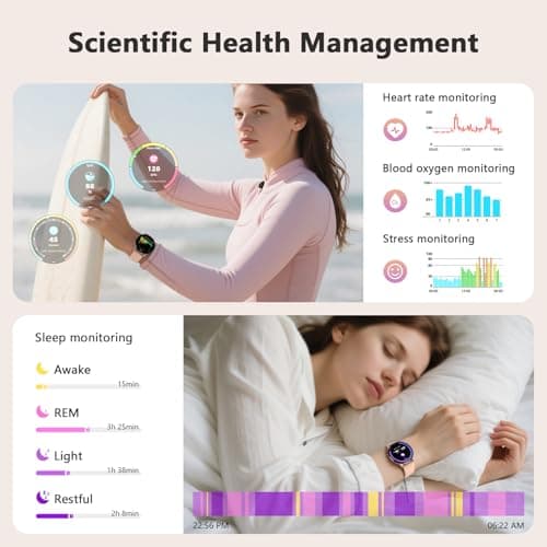 Blackview Smart Watch for Women(Make/Answer Calls), 1.43''AMOLED Touchscreen Fitness Tracker with 100+ Sports Modes, Heart Rate/SpO2/Sleep Monitor/2 Straps, Smartwatch for iPhone & Android - Thumbnail 4