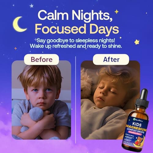 Kids Magnesium Liquid Drops - Magnesium Glycinate Liquid for Kids, Magnesium Supplement with L-theanine, Omega-3, D3 for Sleep, Calm, Relaxation, Brain & Bone Support - Strawberry Flavor 2FL Oz - Thumbnail 2