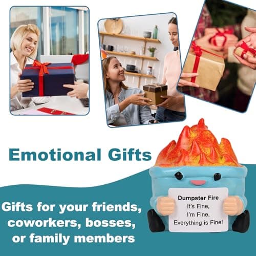 TTDOM Dumpster Fire Desk Accessories New Job Gifts for Coworker Boss Gifts for Women Social Worker Appreciation Gifts Dumpster Fire Cute Office Decor - Thumbnail 4