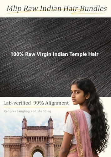 mlip Raw Indian Hair Bundle Straight, Enhanced Quality Bundle, 18A Virgin Hair 12 inches, No Tangle Shedding, Triple the Lifespan, Keep Texture Silky Soft After Multiple Washes, Natural Color - Thumbnail 5