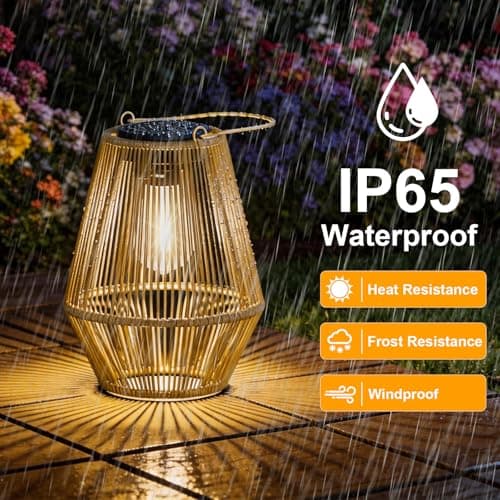 Dolucky Solar Lanterns Outdoor Waterproof, 2 Pack Hanging Solar Lights for Outside, Auto On/Off Solar Powered Lanterns for Patio Yard Porch Pathway Garden Decor, Warm White - Thumbnail 2