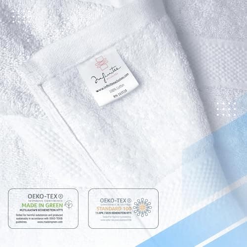 Infinitee Xclusives Luxury 100% Ring-Spun Cotton White Bath Towels Set of 4 (27x54 inches) – Soft, Absorbent & Quick-Drying Towels for Bathroom, Gym, Spa & Hotel Use (Brilliant White, Bath Towels) - Thumbnail 5