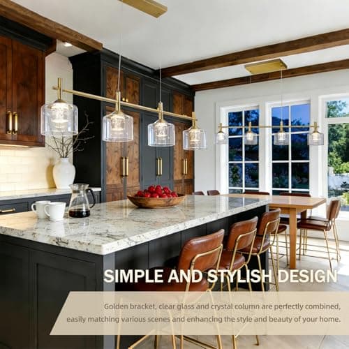 TYhogar Modern Gold Linear Chandeliers for Dining Room,35" 4-Light Kitchen Island Lighting,Adjustable Height Led Dining Room Light Fixture,Pendant Lights Kitchen Island for Living Room - Thumbnail 2