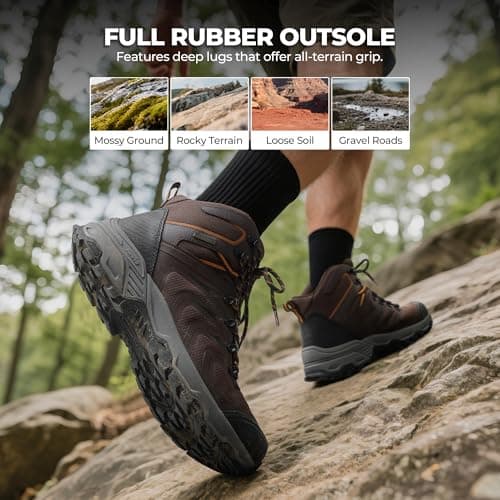 NORTIV 8 Men's Waterproof PRO Hiking Boots Outdoor Lightweight Non-Slip Arch Support Trekking Camping Ankle Boots Armadillo 3.0,Size 13,Brown,NMUMHB2508 - Thumbnail 5